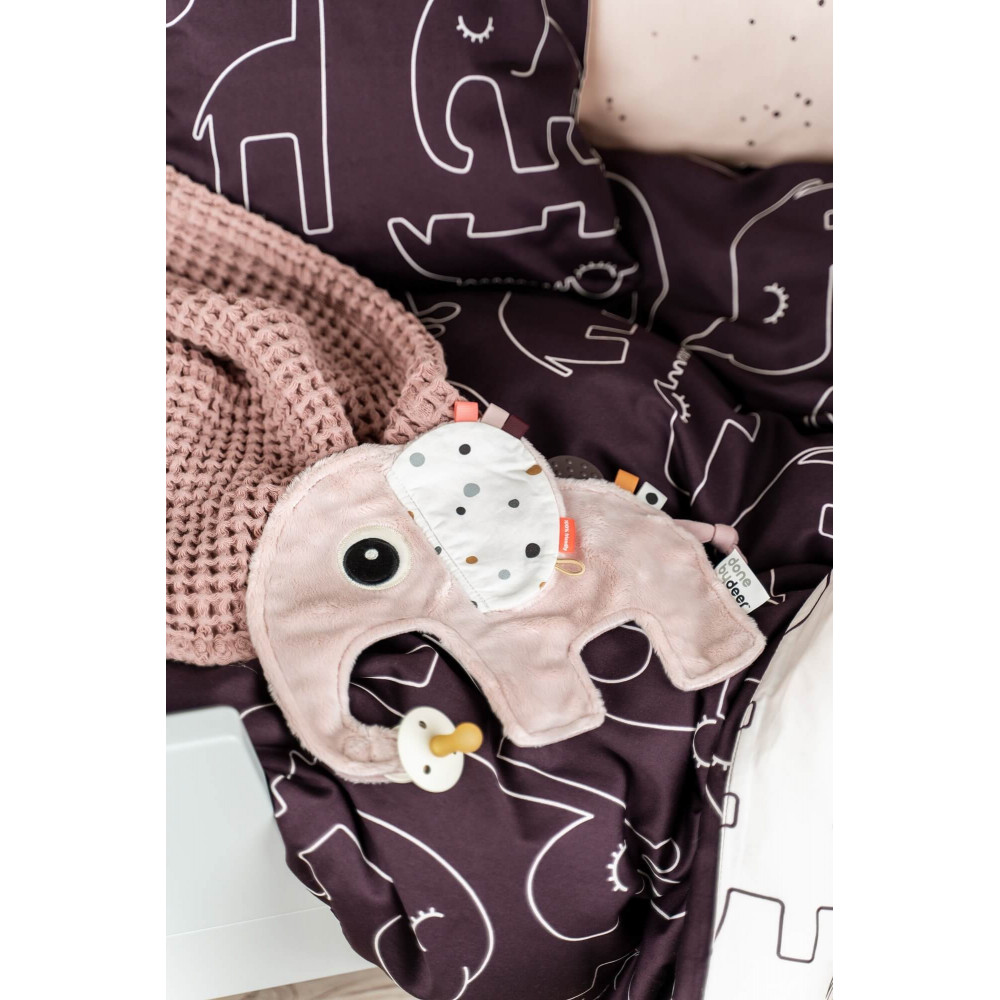 Done by Deer Kuscheltuch Elefant mit Schnullerbefestigung grau